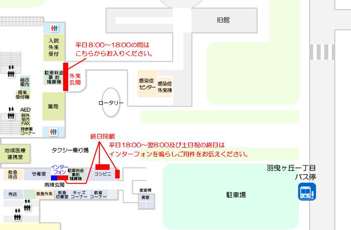 病棟出入口の閉鎖について